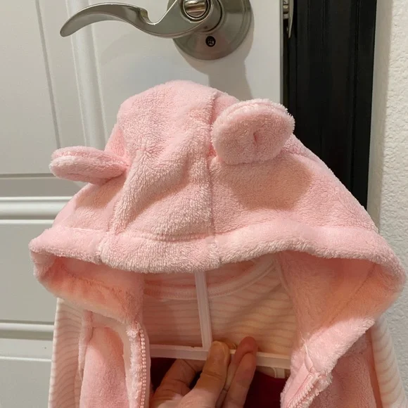 Carter’s Baby 3 Pc Pink Pants Outfit w/Hooded Fleece Zip Up Vest - 3 Mos - Picture 11 of 11